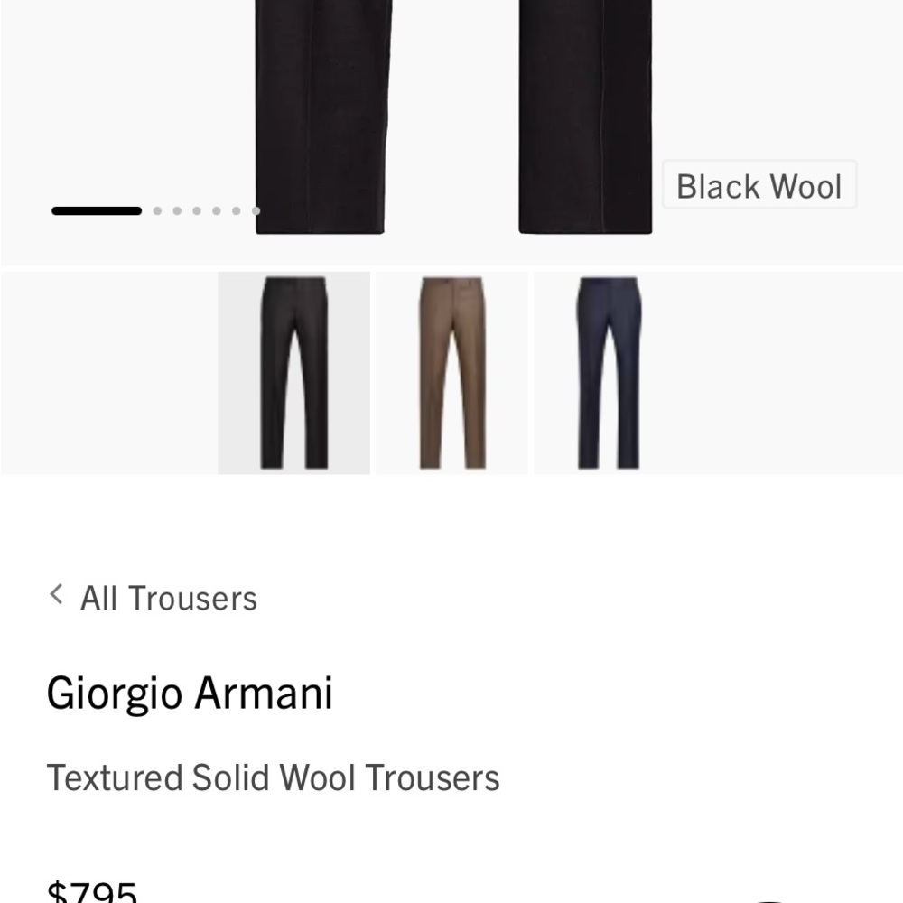 Giorgio Armani Textured Dark Gray Wool Trousers